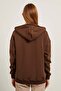 Women's Zippered Hooded Brown Oversized Sweatshirt - 6