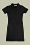 Basic Half-Zip Polo Collar Girls' Dress - 3