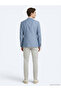 Blue Patterned Modern Fit Linen Blend Jacket - 5