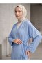 Lunsera Women's Strawberry Fabric Kimono Blouse Side Tie Long Sleeve Hijab Blouse-Blue - 2