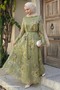 Spanish Sleeve Floral Patterned Khaki Dress - 5