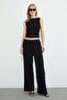 Lace-Up Palazzo Trousers with Elastic Waist