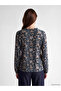 Original Ruffled High Neck Patterned Blouse - 4