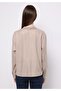Relax Fit Shirt Neck Plain Women's Beige Long Sleeve Shirt - 2