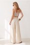 Women's Beige Pocketed Skirt-Look Modal Trousers Pnt-19000414 - 6