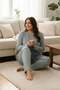 Heart Patterned Large Size Pajama Set - 2