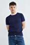 Corded Fabric Piped Crew Neck Knitwear T-Shirt - 2