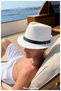 100% Paper, Short Brim Straw Fedora Hat (Size 57-58 cm) (Inner Tightening Cord Available) - 2