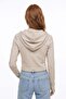 Zippered Hooded Cardigan with Finger Holes - 3
