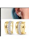 Gold Luxury Princess Cut Zircon Stainless Steel Earrings - 2
