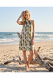 Women's Ring Neck Off the Shoulder Abstract Patterned Short Single Jersey Dress - 5