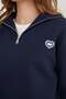 3 Thread Heart Embroidered Half Zipper Sweatshirt - 5