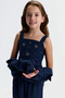 8-14 Years Lovely Lux Girl's 3-Piece Set - Navy Blue - 2