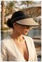 Women's Straw Visor Hat - Adjustable Sports and Beach Visor with Black Stripe (57-58 cm) (100% Paper)