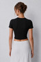 Women's 3-Pack Corded Fabric 100% Cotton Crew Neck Knit Ribbed Knit Cropped T-shirt - 7