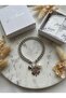 White Plated Pearl and Clover Figured Women's Chain Lucky Bracelet - 3