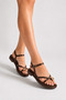 Women's Bitter Brown Flip-Flop Sandals with Gold Ring Detail, Cross Straps, Ankle Buckle, Flat Sole, Summer Sandals - 2