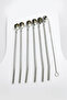 6-Piece Stainless Chrome Latte Spoon with Straw, Cocktail Spoon and Cleaning Brush, 22 cm Rose