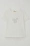 Girl's T-Shirt with Rhinestone Bow Printed 8-14 Years Old, Ecru - 2
