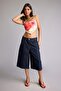 100% Cotton High Waist Jean Bermuda Shorts H0659Ax26Sm - 2