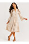 Brown Embroidered Skirt with Tassels Linen Dress - 3