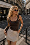 Women's Brown Accessory Detailed Body-Hugging Special Design Rope Strap Blouse - 4