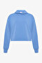 Mavi Kapüşonlu Silky Touch Sweatshirt - 5