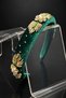 Bym Green Velvet Hand Embroidered Women's Hair Crown Evening Dress Henna Engagement Accessory - 4