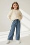 My Little One's Skin-Friendly Wide-Legged Girls' Jeans with Stone Detail - Blue - 2