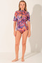 26704 Women's Short Sleeve Semi-Closed Swimsuit - 6