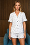Women's Casual Comfortable Patterned White Pajama Set