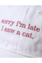 ''Sorry I'M Late I Saw a Cat'' Embroidered Washed Cap / Cat Embroidered Washed Cap - 3