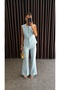 Women's Double Suit with Slit-Cut Sleeves, Buttoned Vest and Trousers