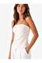 Slim Fit Waist Accent Drape Detailed Strapless Top - 2