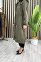 Sena Mont Bondit Fabric Women's Khaki Coat with Drawstring Waist and Hooded Full-Zip Closure - 5