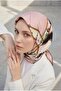 Cream Colorful Twill Silk Scarf with Floral Print - 90X90 Planting Shape - 6