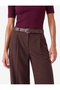 Pleated Straight Wide-Leg Palazzo Trousers with Crepe Fabric Pockets - 3