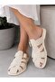 Women's Studded Detailed Buckle Cage Model Suede Slippers 1.5cm - 2