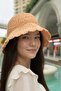Women's Orange Straw Rope Hand-Knitted Bucket Hat |   Beach Trend Design - 5