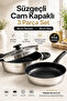28 cm Steel Pot and Pan Set with Ceramic Inner Surface, 3-Piece with Strainer and Glass Lid, Compatible with All Cooktops