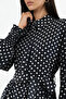 Women's Belted Polka Dot Hijab Dress 1511 - D. Black - 3