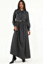 Women's Belted Polka Dot Hijab Dress 1537 - Black