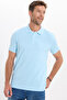 Men's slim fit premium series 100% cotton soft mercerized blue polo collar t-shirt - 6