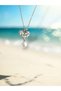 Women's Necklace with Heart Zircon Stone Pearl – 55 cm Stainless Steel, Elegant and Romantic Design