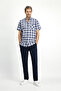 Short Sleeve Regular Fit Cotton Sports Button Collar Plaid Shirt - 3