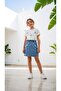 Girl's Set with Daisy Patterned Stylish Model Jeans Skirt Set, Top and Bottom Set with Daisy Embroidery Pattern, Super Quality Cotton Fabric. - 2