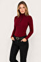 Women's Black Slim Fit Button Detailed High Neck Blouse - 3