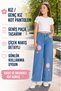 26904-26 Girls' Denim Trousers Wide Leg Floral Embroidery Detailed Tassel Leg Casual Comfortable Jean Pants - 2