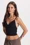 Women's slim fit black v-neck tank top