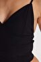 Women's slim fit black v-neck tank top - 5